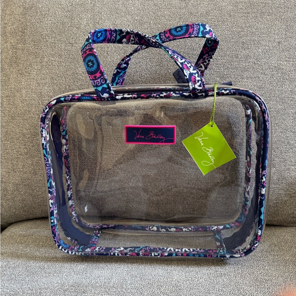 Vera Bradley clear Ellie Go Round Cosmetic Bag